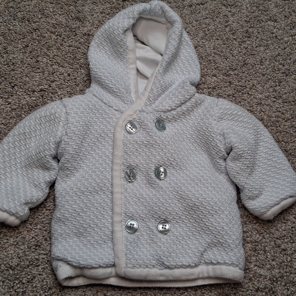 Kissy Kissy Light Blue Double-Breasted Hooded Sweater